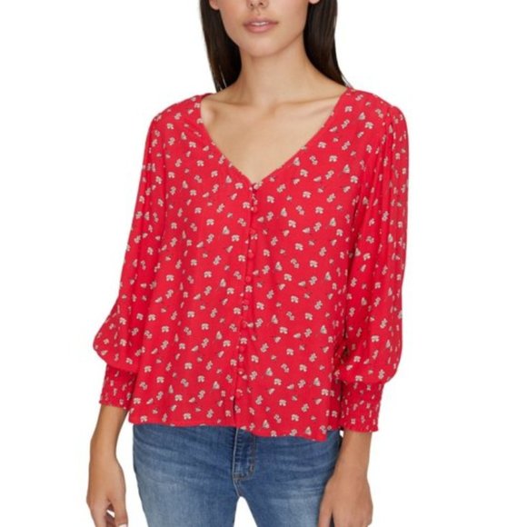 Sanctuary Tops - Sanctuary | NWOT Red Harmony Balloon Long-Sleeve Floral Blouse Size S